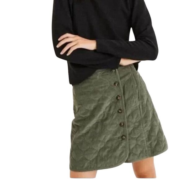 MADEWELL Sage Green Quilted Mini Wrap Skirt - Size 10 - Picture 1 of 11